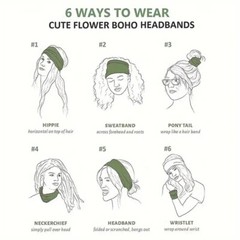 Moon Sun Pattern Boho Headband Bandana Yoga Sweatband Hairband Wrap Stretchable