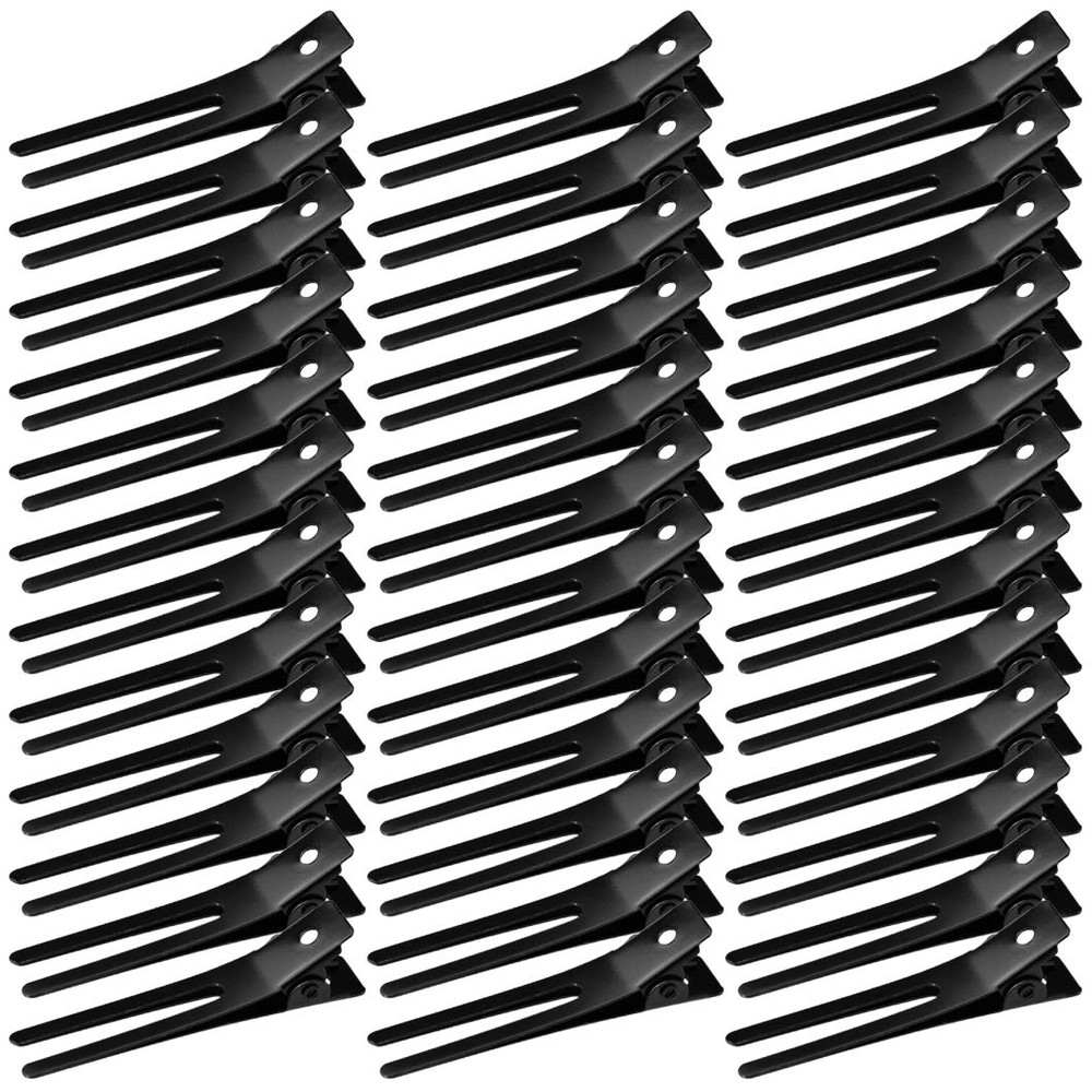 Hairdressing Double Prong Curl Clips, 50pcs 1.8″ Metal Alligator Hairpins for Ha