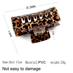 Leopard Print Hair Claws for Women – Non-Slip 1 Count (Pack of 1), dark brown