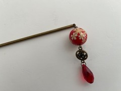 Hand made New Kanzashi Dangle Design Hair Stick Ornament With Tensha Beads