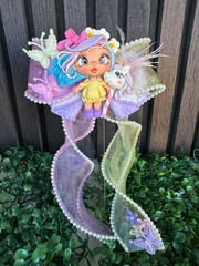 Handmade unicorn hair bow clip for girls Rainbow pastel boutique kids