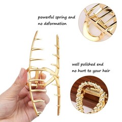 Mehayi 3 PCS Metal Large Claw Clips for Thick Heavy 3 Count (Pack of 1), Gold