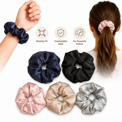5-Pack Satin Hair Scrunchies Set Soft Women Hair Ties for Elastic Girl