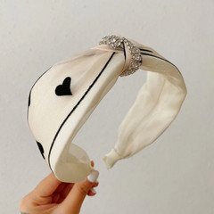 BRAND NEW WIDE HANDMADE CREAM ORGANZA AND RHINESTONE HEADBAND HAIR ACCESSORY