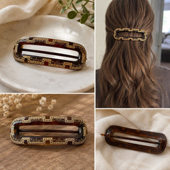 Vintage c. 1930s Art Deco Faux Tortoiseshell Hair Barrette with Gold Detail