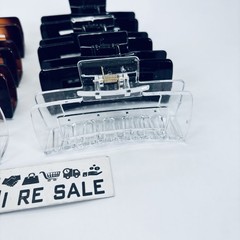 Medium Square Claw Hair Clips, 8 Pcs Transparent, Amber, Glossy Black