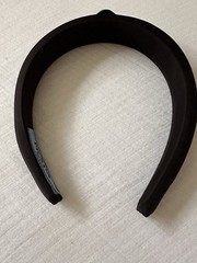 PRADA Black Padded Women’s Headband Triangle Logo Plaque Solid Fabric Metal