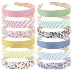 Summer Flower Floral Checked Plaid Printed Hair Headbands Accessories 12 PCS