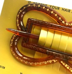 Vintage Hair Barrettes – Tortoise Shell Color Butterfly Slide Barrette