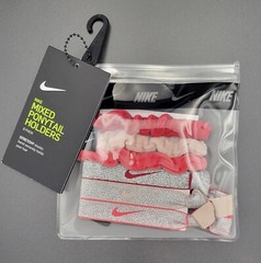 NEW Nike Mixed Ponytail Holders Hairbands 6 Pack Pink Stretchy Secure Hold