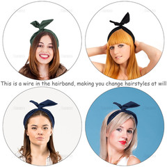 , 9 Pack Solid Color Twist Bow Headband Wired Hair Tie Wire Headbands Rabbit Ear