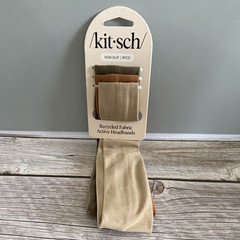 Kitsch Recycled Fabric Non-Slip Active Headbands 3pc Solid Neutral Colors