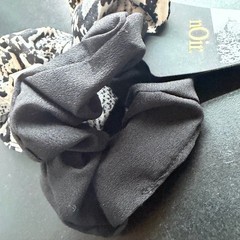 nOir 3 Pack Hair Scrunchies Black and Snakeskin Animal Print New with Tags