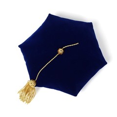 Graduation Doctoral Tam Blue Velvet 8 Sided Gold Bullion Tassel Academic Cap