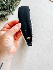 Lele Sadoughi Jet Pearl Beaded Edge Knotted Headband NWT