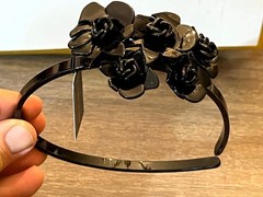 NWT L. Erickson Women’s Luxe Black Rose Flower Glossy Acetate Luxury Headband