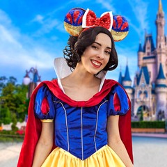 Disney` Park Minnie Mouse Ears Snow White Princess Red Sequin Bow Shiny Headband