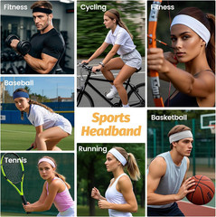 Headbands for Women – 6 Pack Wide Elastic Hair Bands | Stretchy Sweatbands Hair