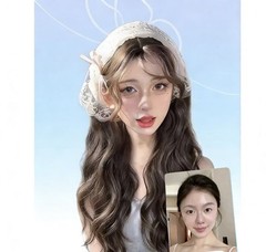 New Fashion White Lace Headband Wavy Heat-Resistant Synthetic Hair Topper 20″