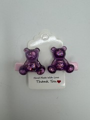 Teddy Bear Hair Clips Resin Handmade Glitter Small Hair Clips To Cute Girls Kids