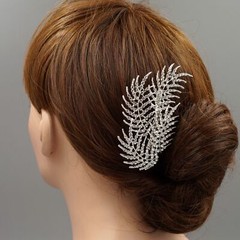 Bridal Hair Comb Silver Clear Crystal Headpiece Wedding Hair Accessories leaf 8