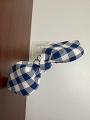 Navy and White Gingham Plaid Handmade Tie Knot Headband -Girls, Teens, Women