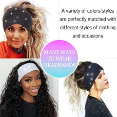 CAKURE Wide Rhinestone Headbands Sparkly African Head Wraps Large, set 1