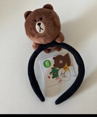 NWT 100% Authentic LINE FRIENDS Brown Plush Hair Band