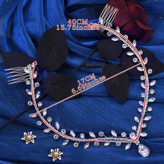 Bridal Rhinestone Headband Hair Comb for Women Wedding Teardrop Headpiece Bridal