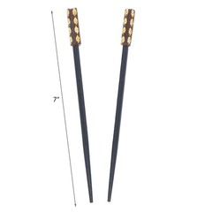 Set of Two 7 inch LongWooden Hair Sticks With Gem Tops for Women – Brown