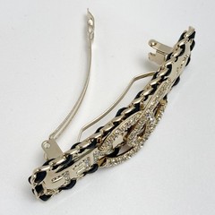 CHANEL COCO Mark Valletta A23S Gold x Black Gold Plated Chain with Rhinestones