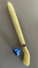 Antique Chinese Hetian Jade Hair Adornment Hair Stick Blue Lotus Flower 4.75″