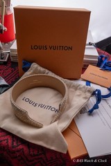 Louis Vuitton Headband LV Monogram Canvas Leather Hair Accessory Beige Tan Gold