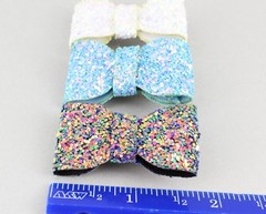 small glitter bow set barrette hair clip 1 5/8″ wide White Turquoise Multi Color