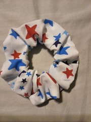 Large Handmade Hair tie Scrunchie 4th of July Stars Design Patriotic