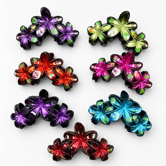 7 PCS Women Flower Hawaii Hand Printed Hair Claw Jaw Clip Clamp Comb Lot 3.5″