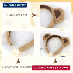 YARIEW 12pcs Bear Headbands for Women Animal Ears and Bear Ears Headband Plush H