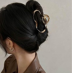 1Pcs Metal Gold Hair Claw Clips, 4.3Inches Large 1 Count (Pack of 1), A