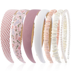 7 Pcs Different Headbands for Women Fashion Pink Solid Head Bands Pearl Headband