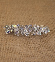 2x New Silver Tone Flower Rhinestone clear Color Hair Clip Barrette 590122