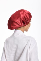 WHITECONCH Silk Bonnet for Sleeping 2-Pack, Double One Size, Black+burgundy