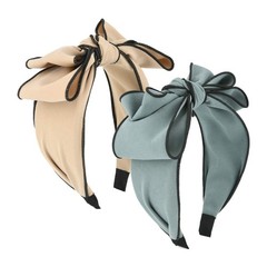 Sluxa Bow hairbands for women， cloth Hair 2 Count (Pack of 1), Green