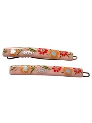 1970’s French Floral Hair Clips Barrettes in Pink , 2.5” , Deadstock, Unworn