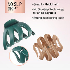Scunci Jaw Claw Hair Clips for Thick Hair Octopus Style Beige Green 2 Count