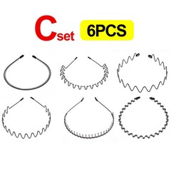6/1pcs Unisex Black Metal Waved Hair Band Head Hoop Sports Hairband Accessories