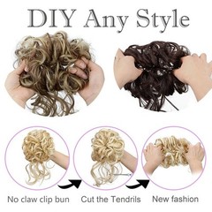 Synthetic Messy Curly Hair Bun Elastic Scrunchie Fluffy Hair Piece for Women