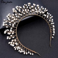 Headbands for women,GOLD or SILVER Color, Leaf And Pearls Finish, Festive Halo.
