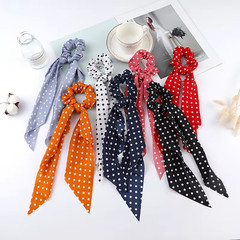 Fashion Flower Print Bow Satin Long Ribbon Ponytail Scarf Tie Scrunchies Women G
