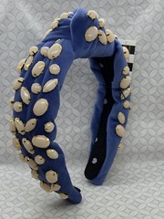 Lele Sadoughi Midnight Star Pebble Cabochon Knotted Headband Blue Cream