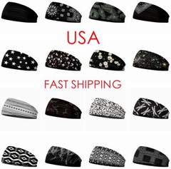 Black Sweatband Boho Headband Sweat Band HairBand Fitness Yoga Running Men Women